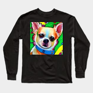 Chihuahua Dog Rainbow Painting Long Sleeve T-Shirt